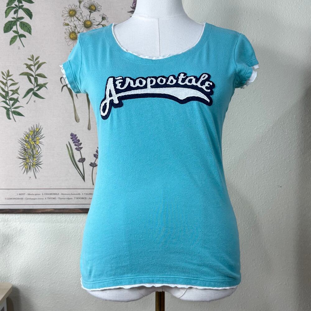 Vintage 90s Y2k Aeropostale Blue Tee Grunge SoCal Preppy Surfer L